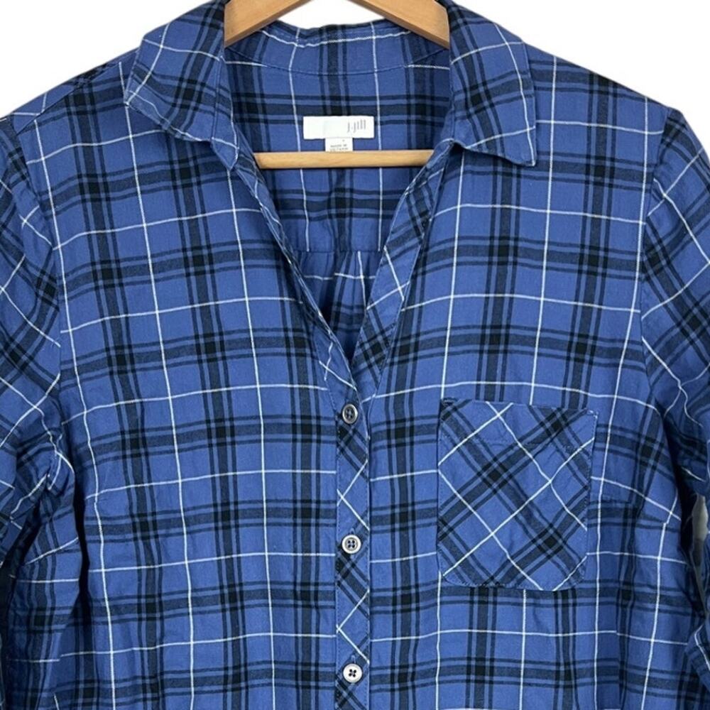 J Jill‎ Womens S Preppy Academia Grunge Classic Cabin Core Plaid Button Up Tunic